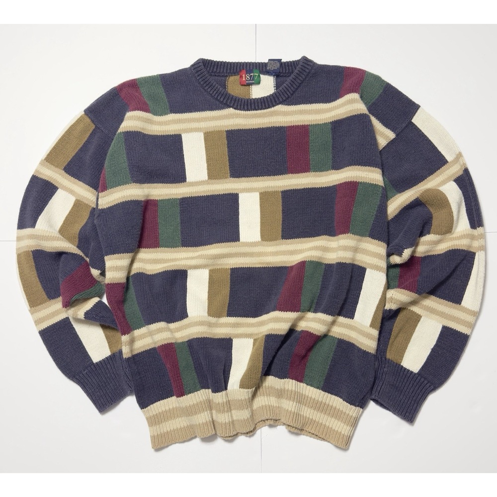 VTG 90s Bachrach Men's Colorblock Heavyweight Chunky Knit Sweater Sz 2XL Baggy